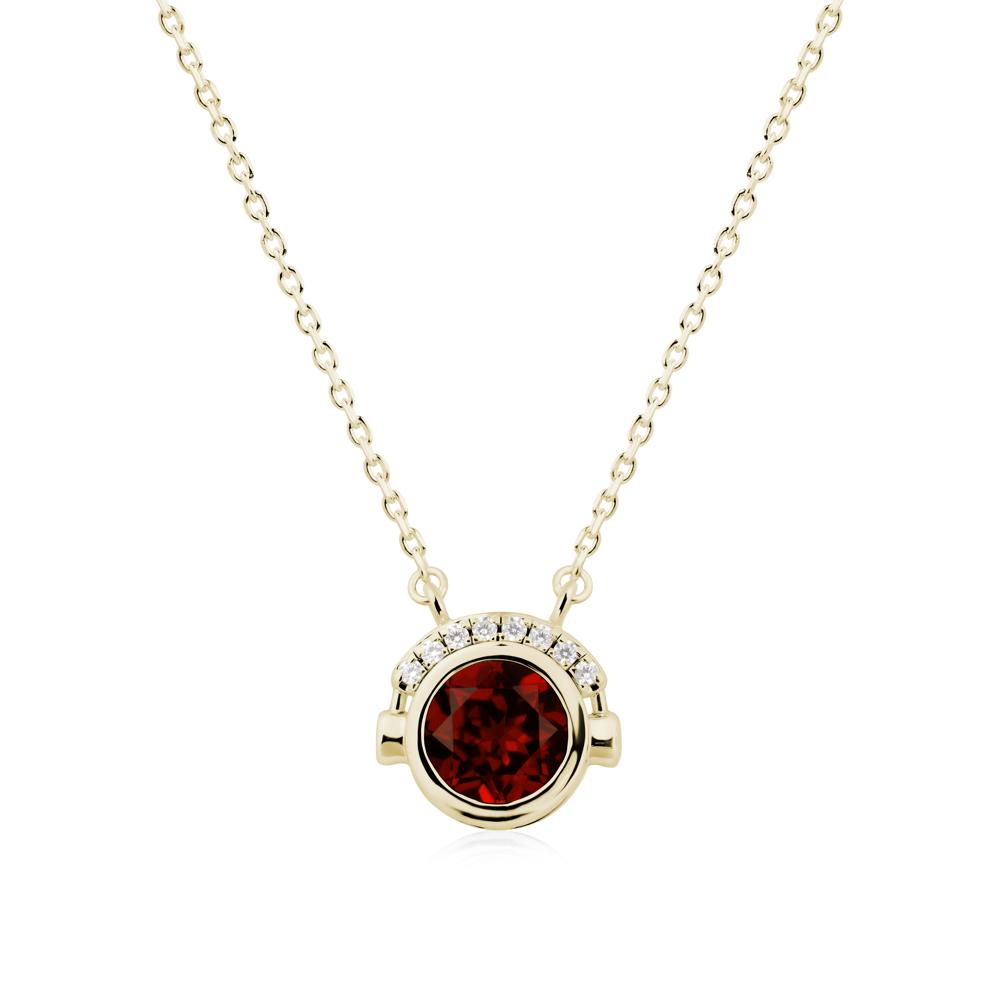Round Garnet Headphones Necklace - LUO Jewelry #metal_14k yellow gold