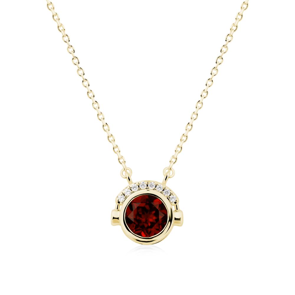 Round Garnet Headphones Necklace - LUO Jewelry #metal_18k yellow gold