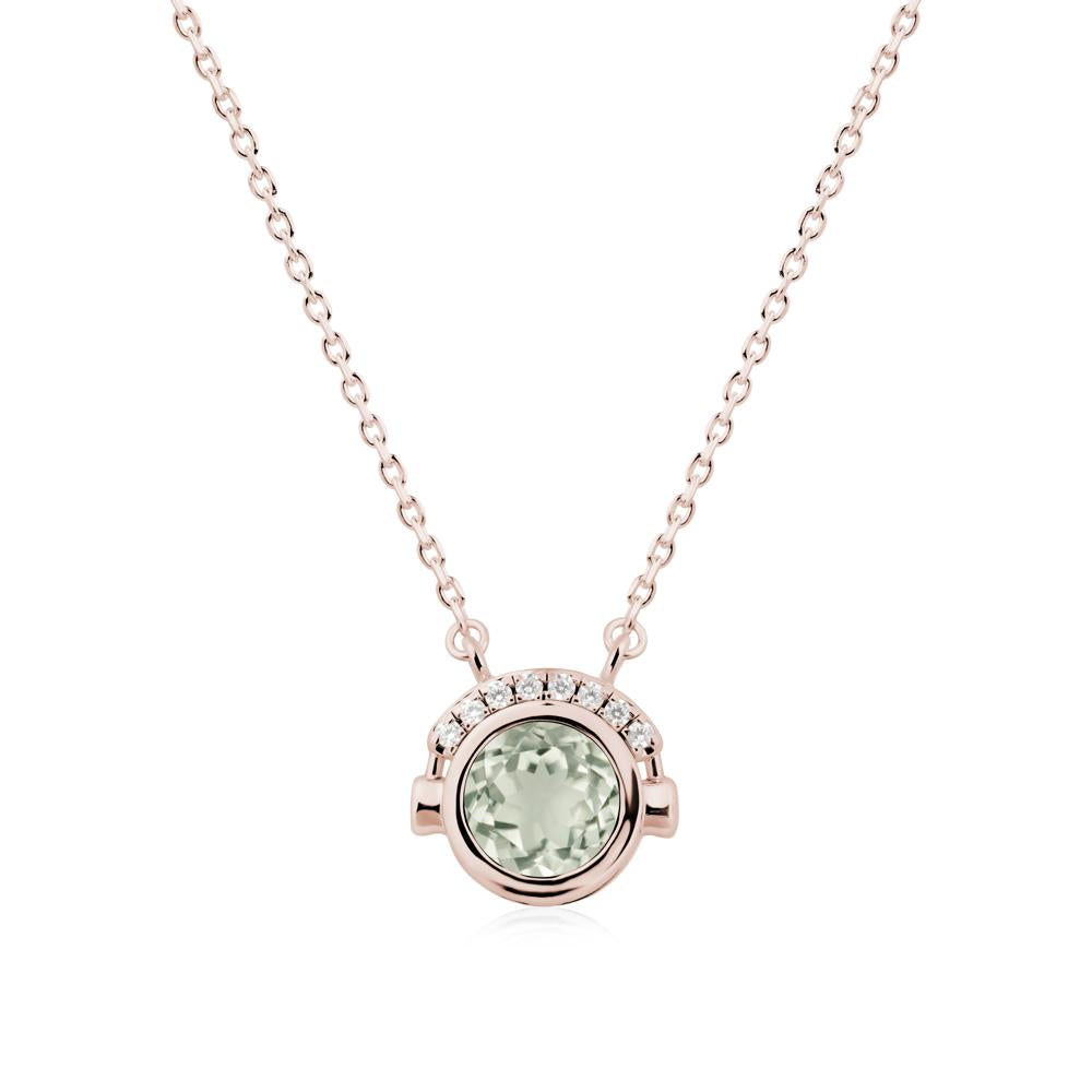 Headphones Inspired Bezel Green Amethyst Necklace - LUO Jewelry #metal_14k rose gold