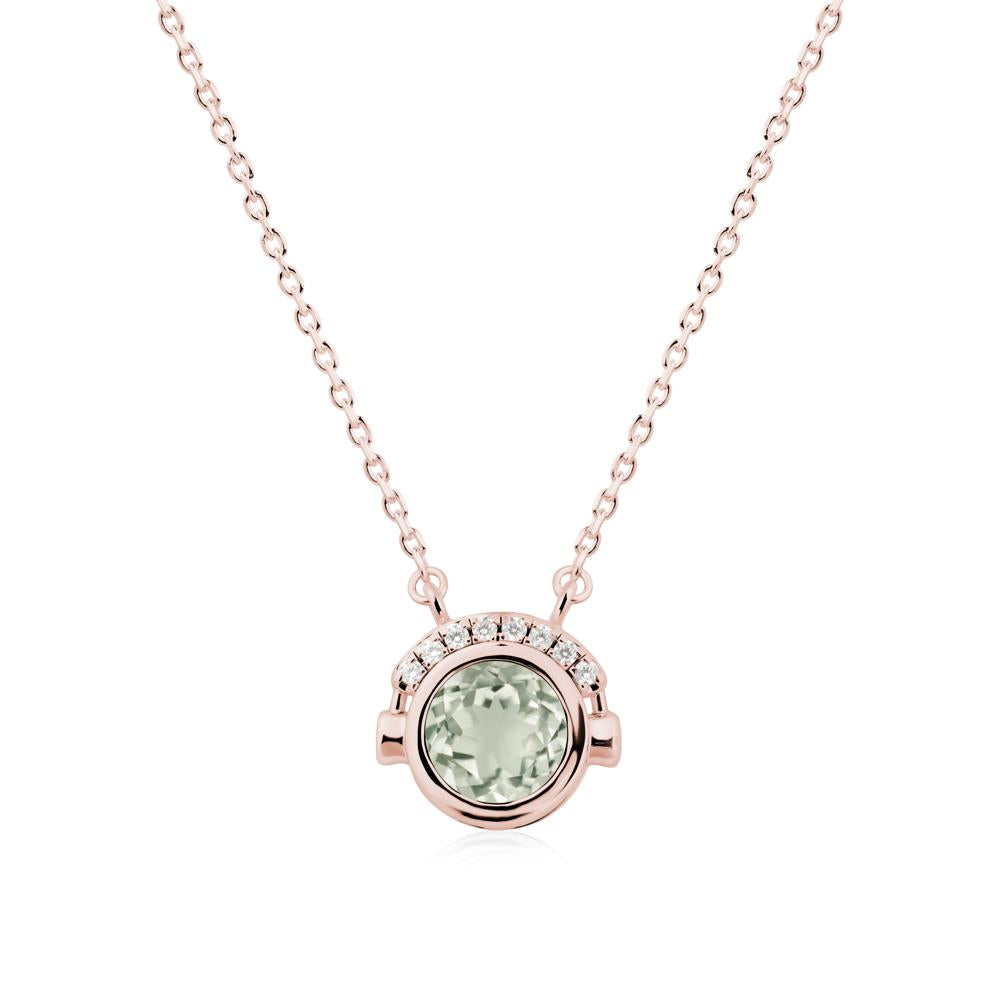 Headphones Inspired Bezel Green Amethyst Necklace - LUO Jewelry #metal_18k rose gold