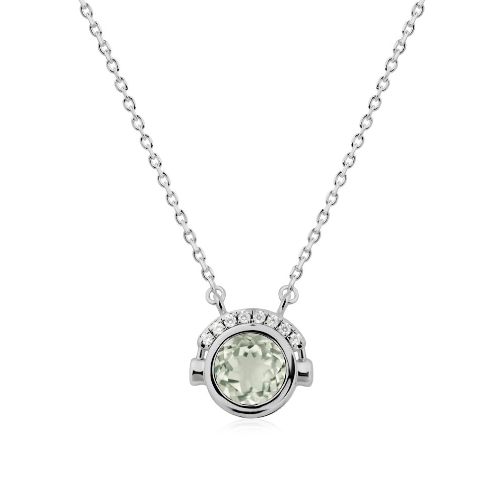 Headphones Inspired Bezel Green Amethyst Necklace - LUO Jewelry #metal_platinum