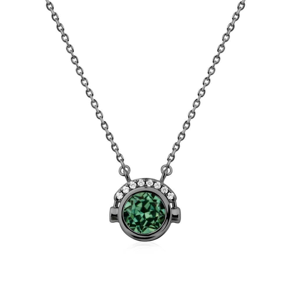 Playful Headphones Inspired Green Sapphire Necklace - LUO Jewelry #metal_black finish sterling silver