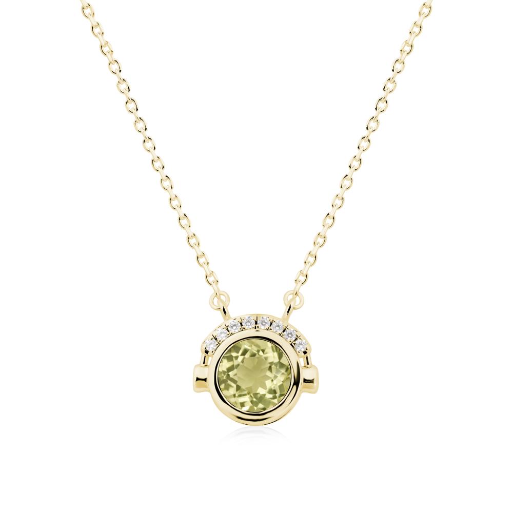 Round Lemon Quartz Headphones Necklace - LUO Jewelry #metal_18k yellow gold