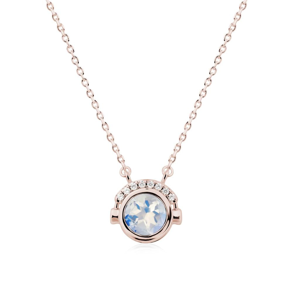 Headphones Inspired Bezel Moonstone Necklace - LUO Jewelry #metal_14k rose gold
