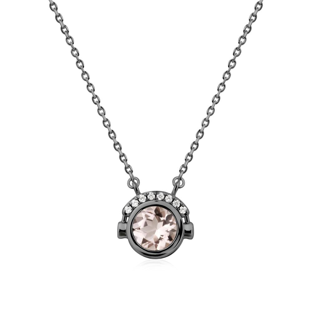 Playful Headphones Inspired Morganite Necklace - LUO Jewelry #metal_black finish sterling silver