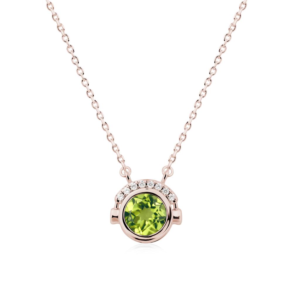 Headphones Inspired Bezel Peridot Necklace - LUO Jewelry #metal_14k rose gold