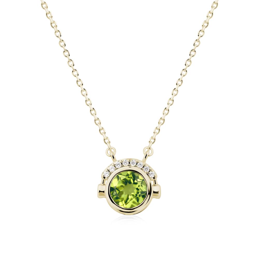 Headphones Inspired Bezel Peridot Necklace - LUO Jewelry #metal_14k yellow gold