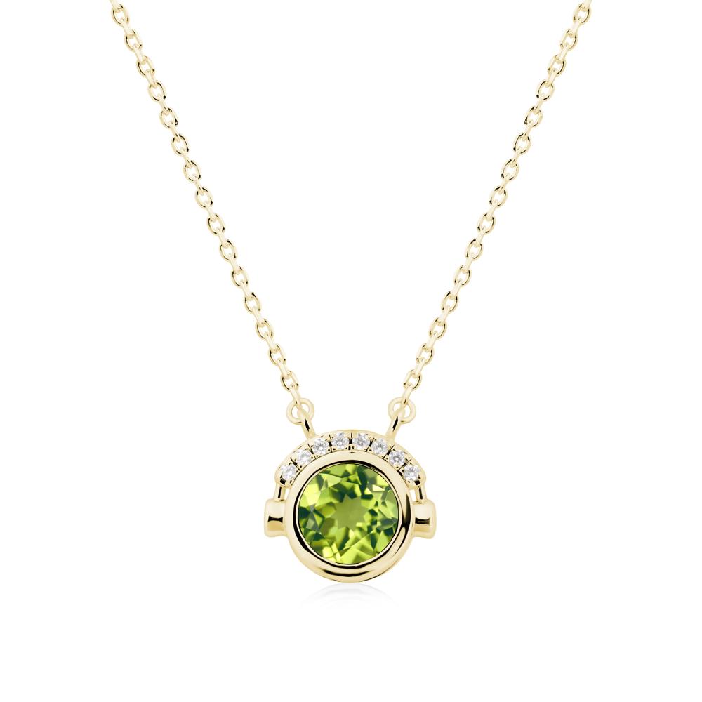 Headphones Inspired Bezel Peridot Necklace - LUO Jewelry #metal_18k yellow gold