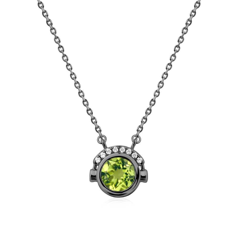 Headphones Inspired Bezel Peridot Necklace - LUO Jewelry #metal_black finish sterling silver
