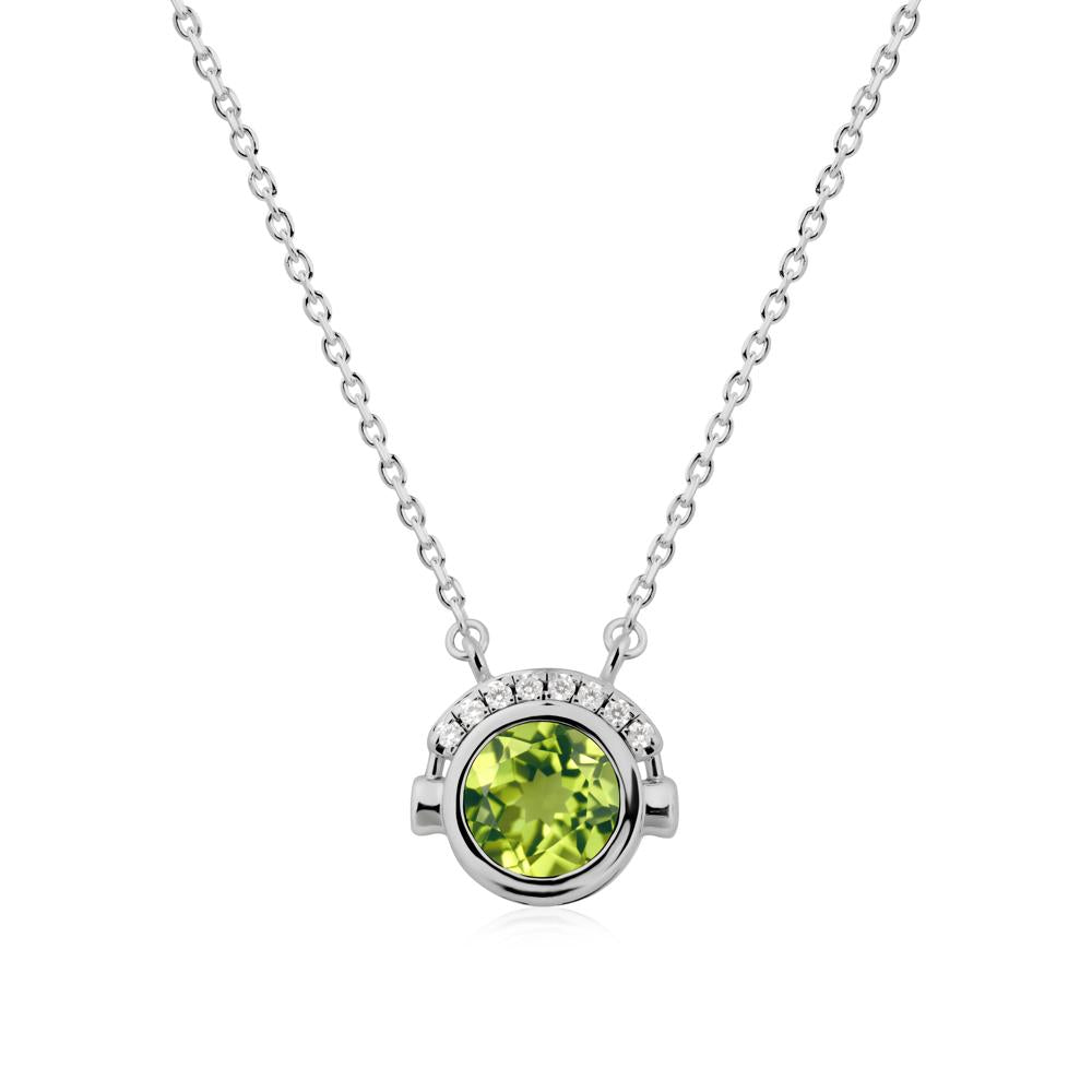 Headphones Inspired Bezel Peridot Necklace - LUO Jewelry #metal_platinum