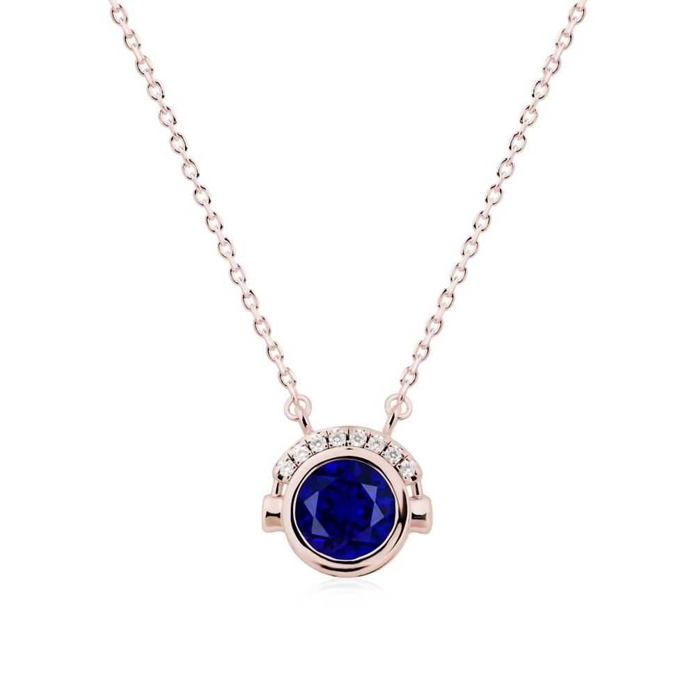 Playful Headphones Inspired Sapphire Necklace - LUO Jewelry #metal_14k rose gold
