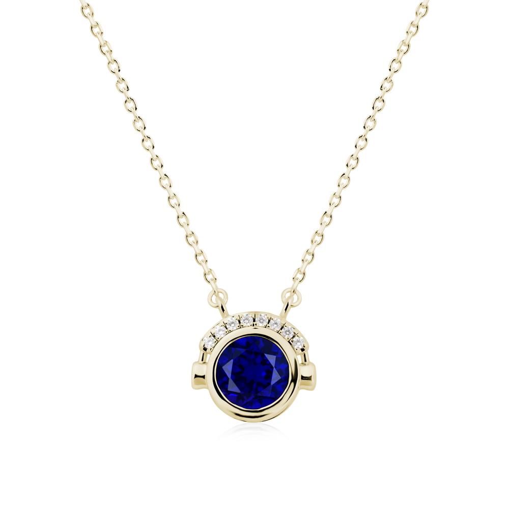 Playful Headphones Inspired Sapphire Necklace - LUO Jewelry #metal_14k yellow gold