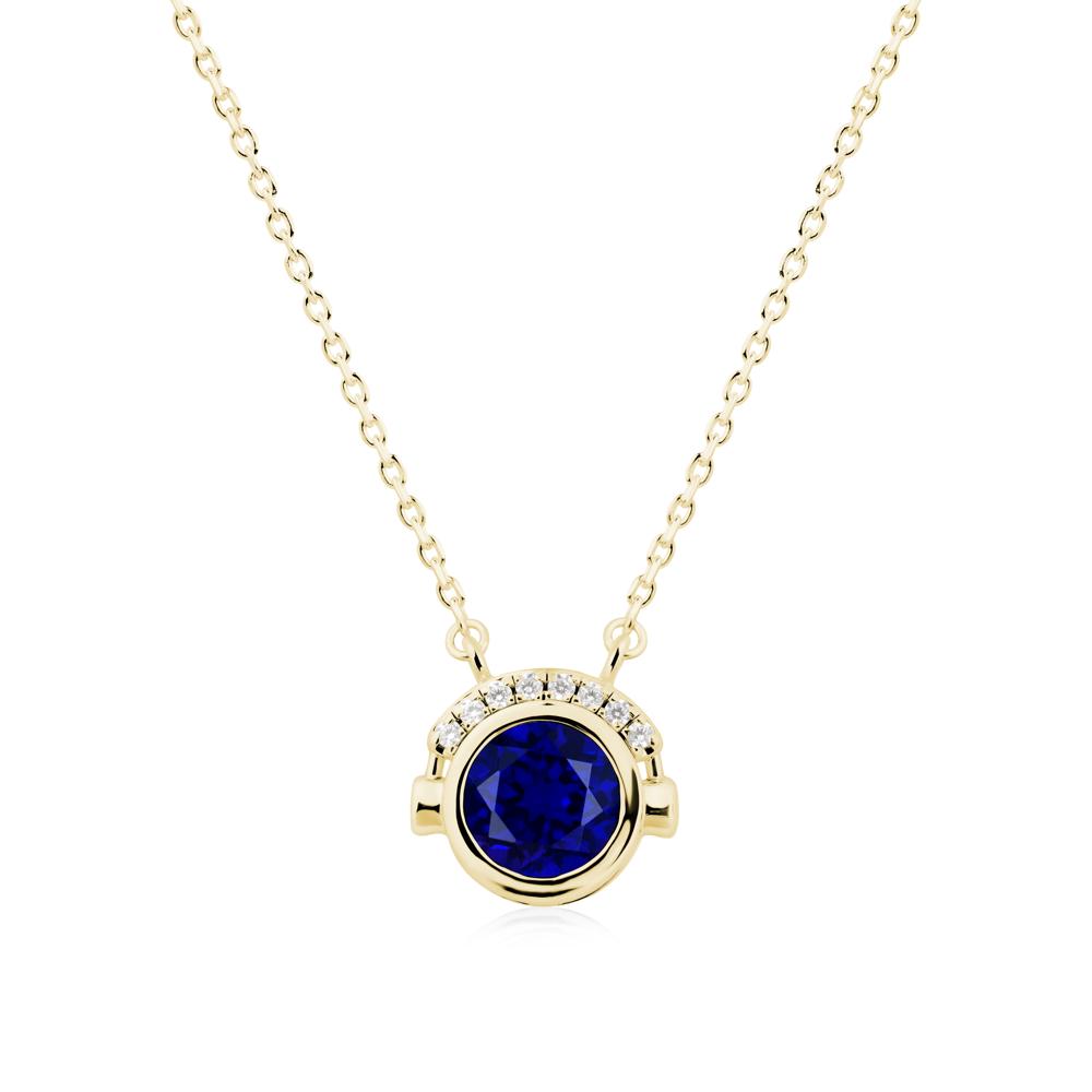 Playful Headphones Inspired Sapphire Necklace - LUO Jewelry #metal_18k yellow gold