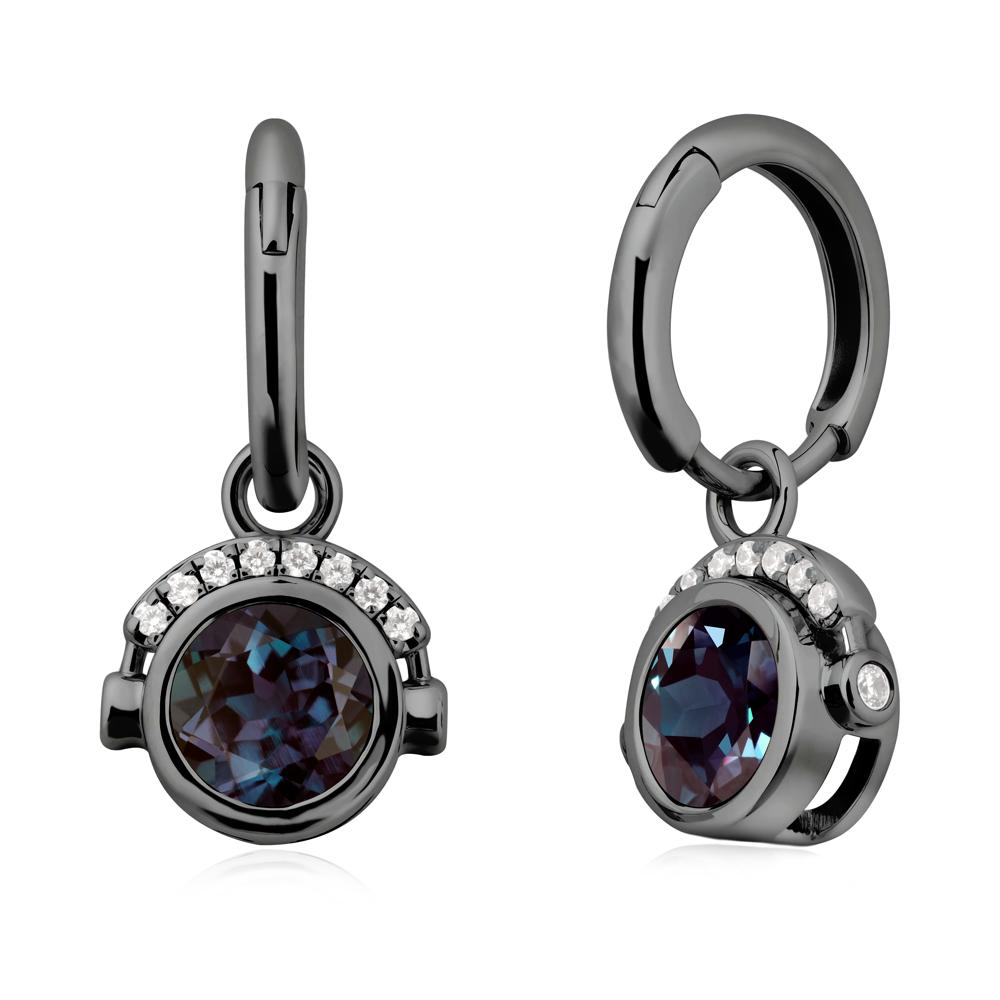 Headphones-Inspired Playful Alexandrite Earrings - LUO Jewelry #metal_black finish sterling silver