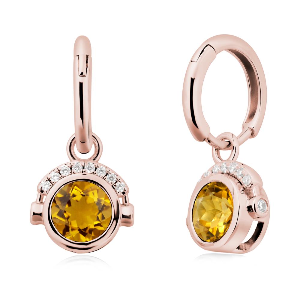 Round Citrine Headphones Earrings - LUO Jewelry #metal_18k rose gold