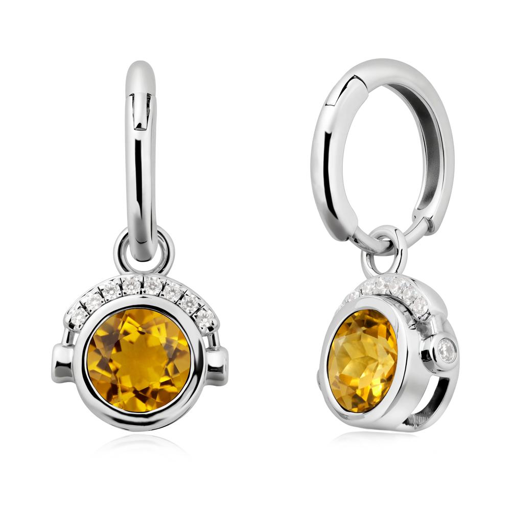 Round Citrine Headphones Earrings - LUO Jewelry #metal_sterling silver