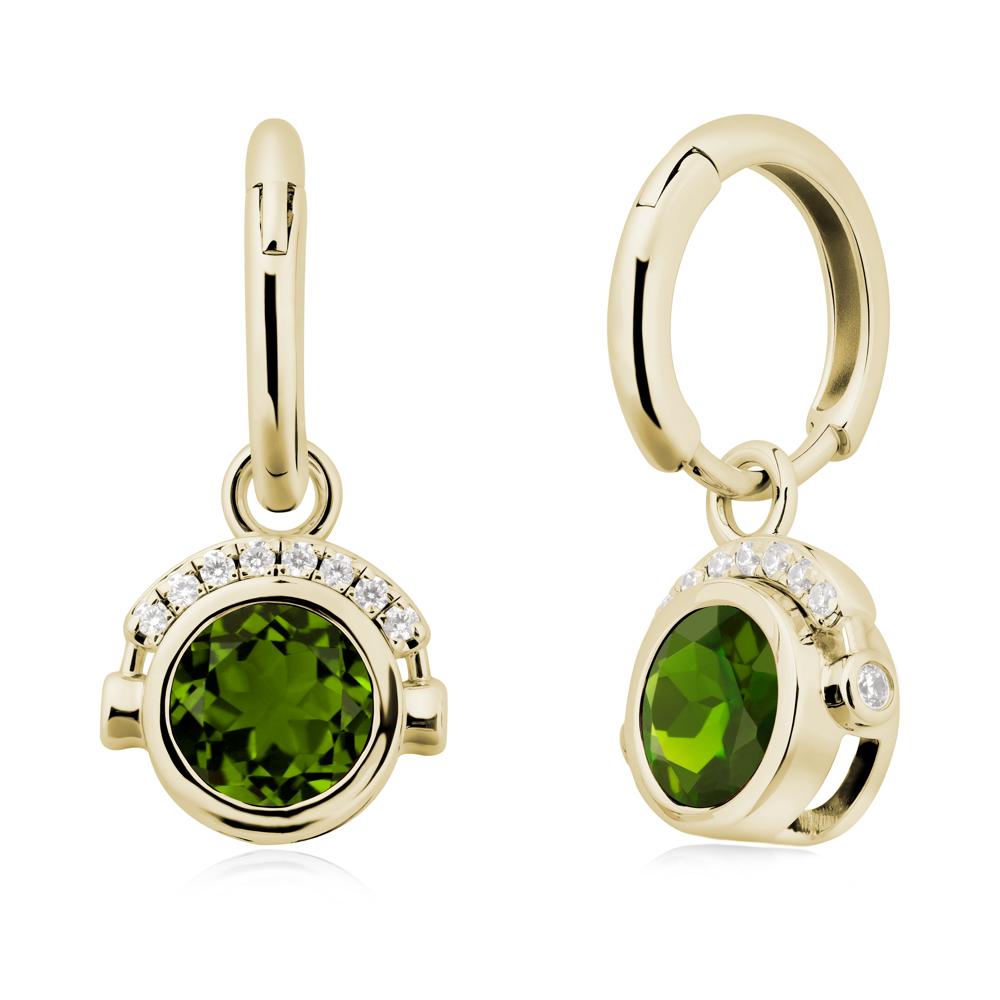 Bezel Diopside Earrings Inspired By Headphones - LUO Jewelry #metal_14k yellow gold