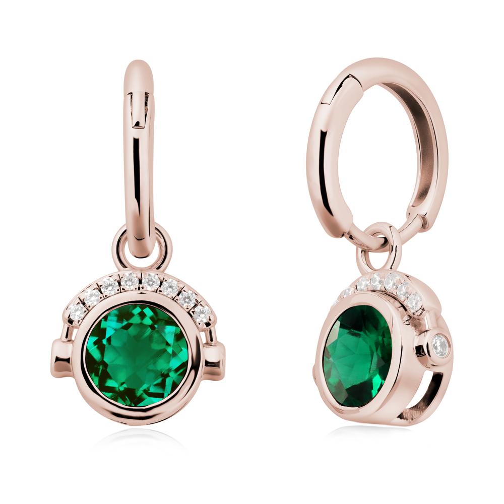 Round Emerald Headphones Earrings - LUO Jewelry #metal_14k rose gold