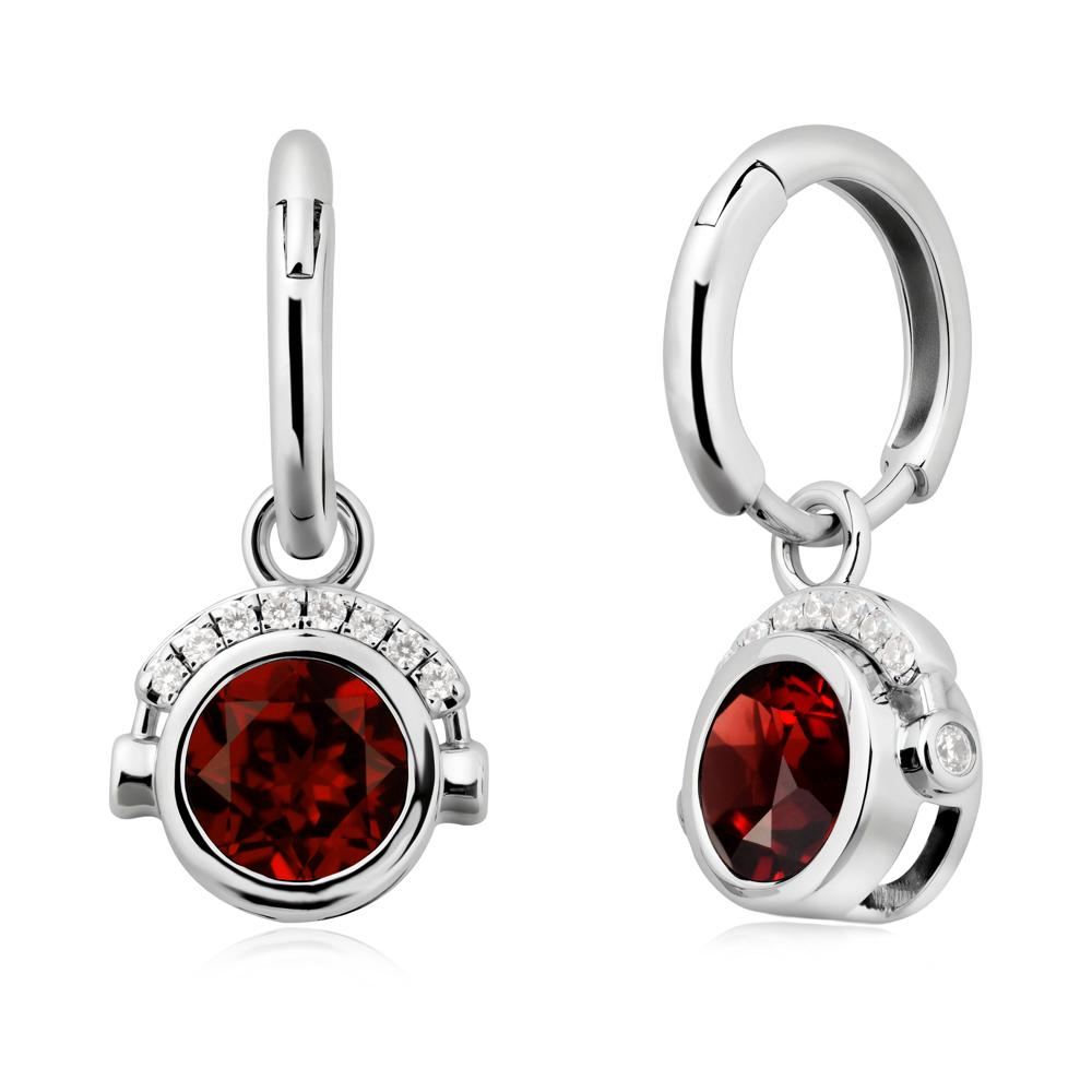 Headphones-Inspired Playful Garnet Earrings - LUO Jewelry #metal_14k white gold