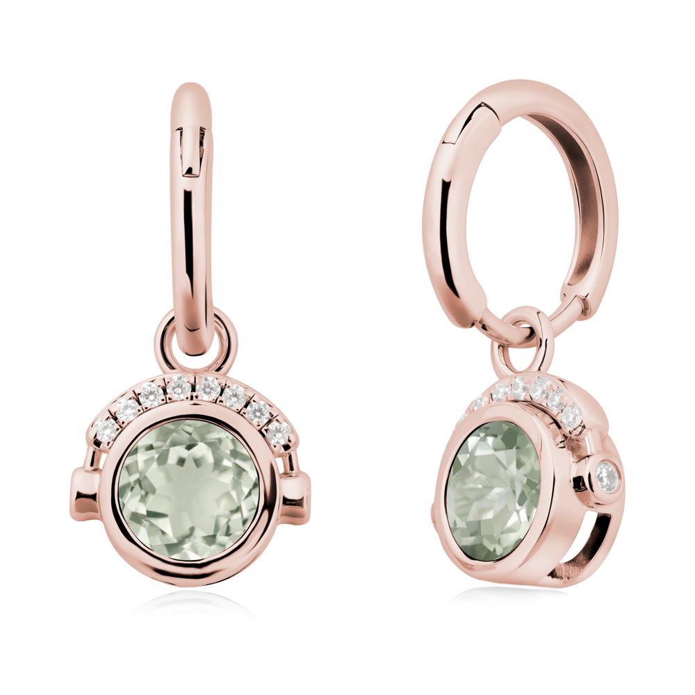 Bezel Green Amethyst Earrings Inspired By Headphones - LUO Jewelry #metal_18k rose gold