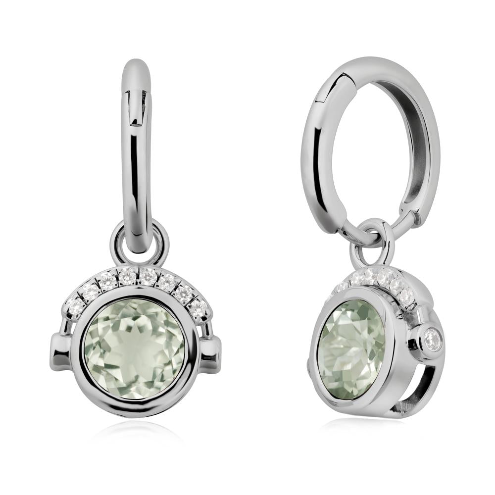 Bezel Green Amethyst Earrings Inspired By Headphones - LUO Jewelry #metal_platinum