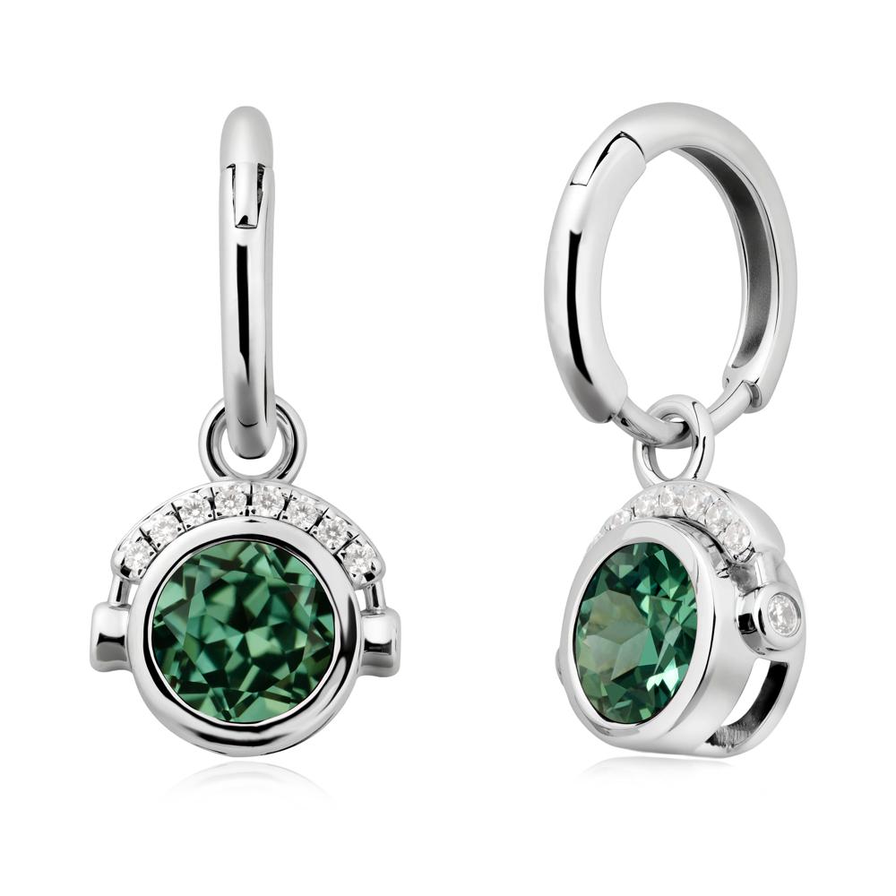Round Green Sapphire Headphones Earrings - LUO Jewelry #metal_sterling silver