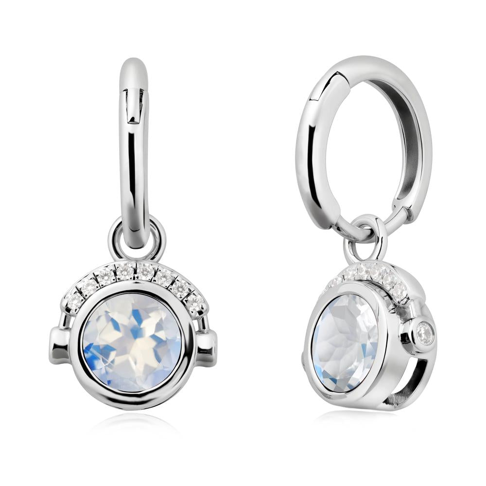 Bezel Moonstone Earrings Inspired By Headphones - LUO Jewelry #metal_sterling silver