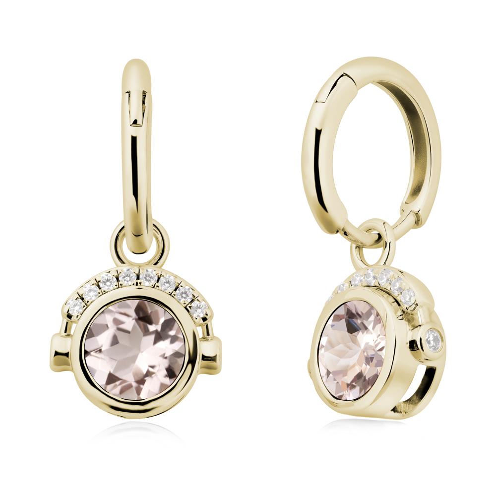 Round Morganite Headphones Earrings - LUO Jewelry #metal_14k yellow gold