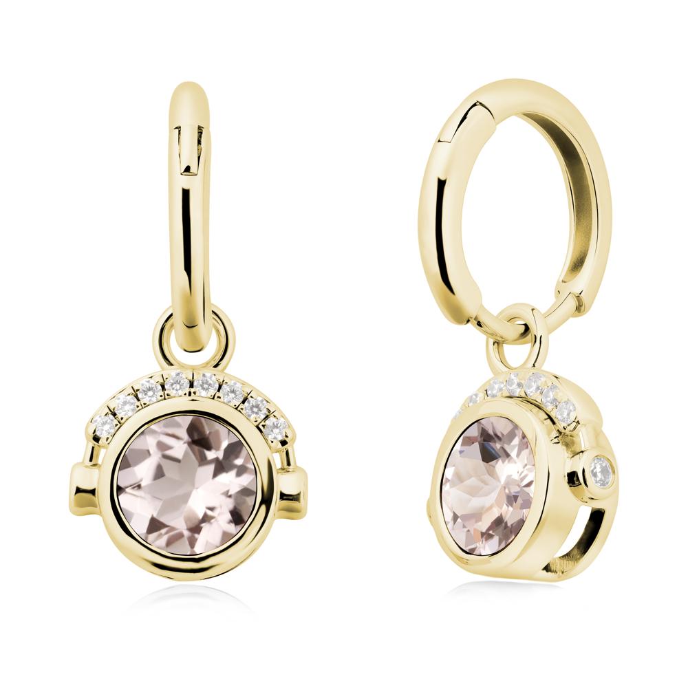 Round Morganite Headphones Earrings - LUO Jewelry #metal_18k yellow gold