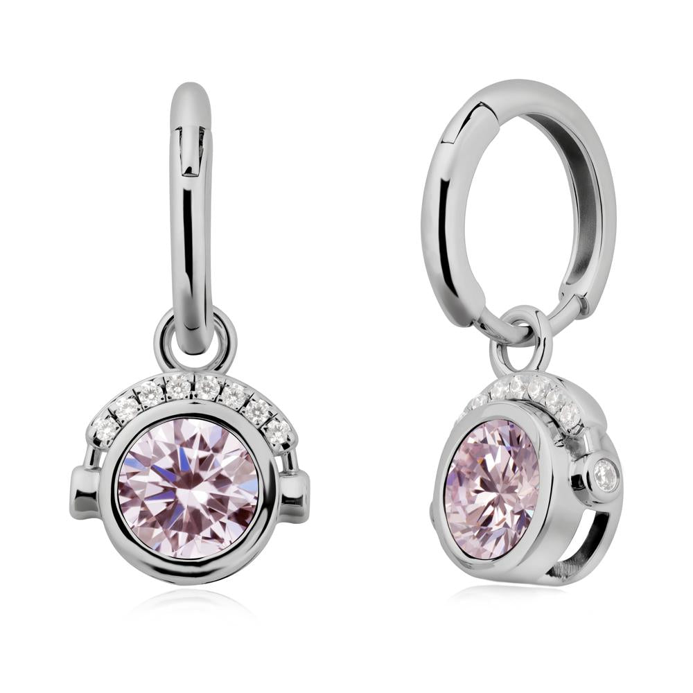 Headphones-Inspired Playful Pink Cubic Zirconia Earrings - LUO Jewelry #metal_platinum