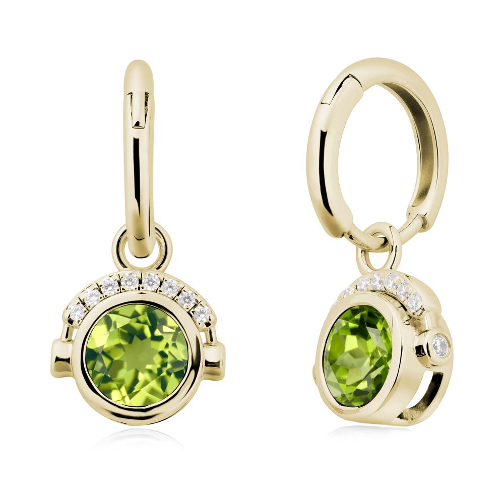 Bezel Peridot Earrings Inspired By Headphones - LUO Jewelry #metal_14k yellow gold