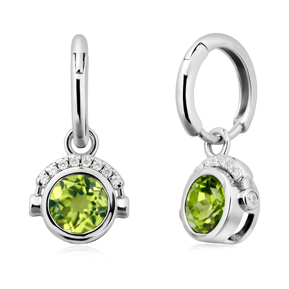 Bezel Peridot Earrings Inspired By Headphones - LUO Jewelry #metal_18k white gold