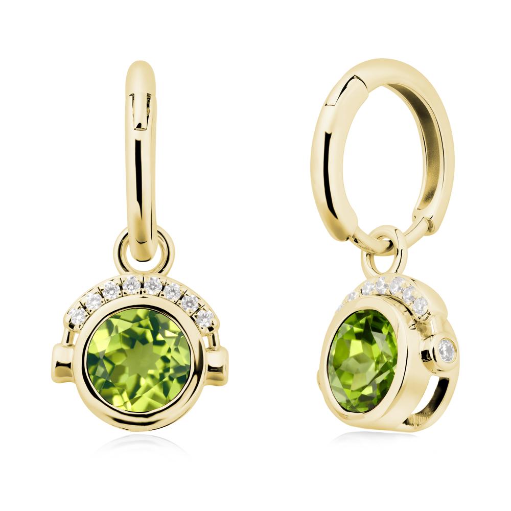 Bezel Peridot Earrings Inspired By Headphones - LUO Jewelry #metal_18k yellow gold