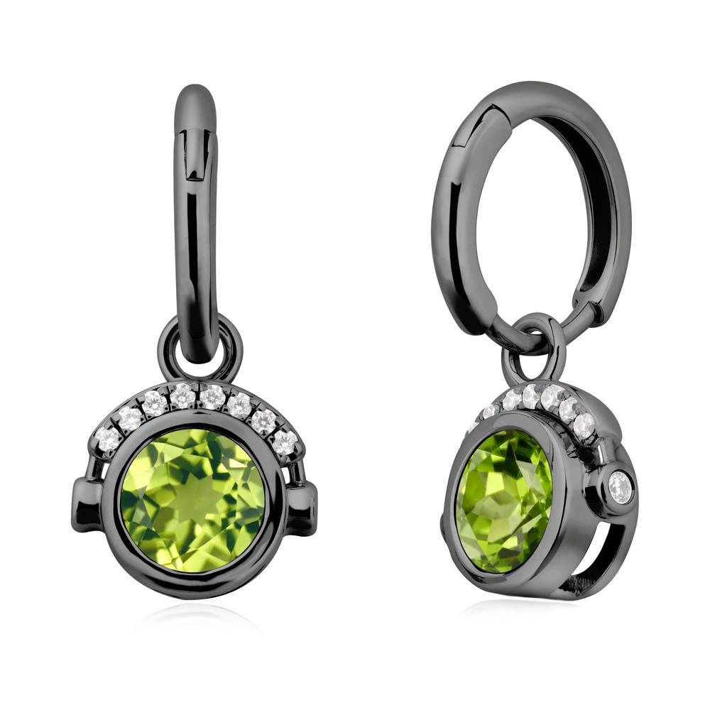 Bezel Peridot Earrings Inspired By Headphones - LUO Jewelry #metal_black finish sterling silver