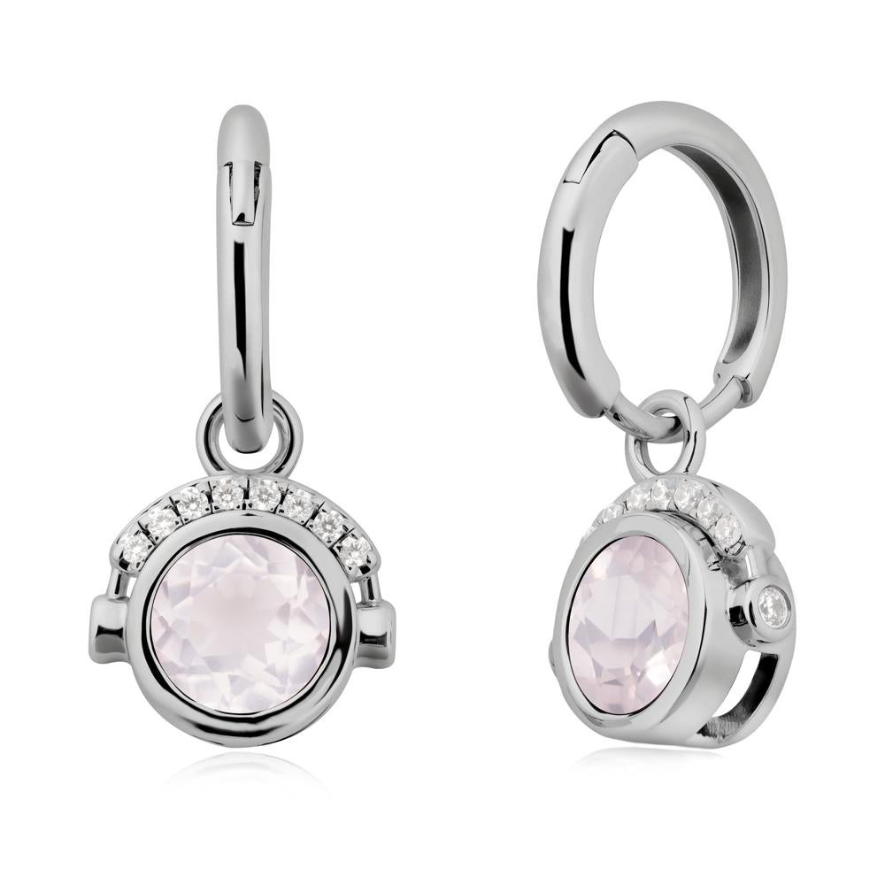 Round Rose Quartz Headphones Earrings - LUO Jewelry #metal_platinum