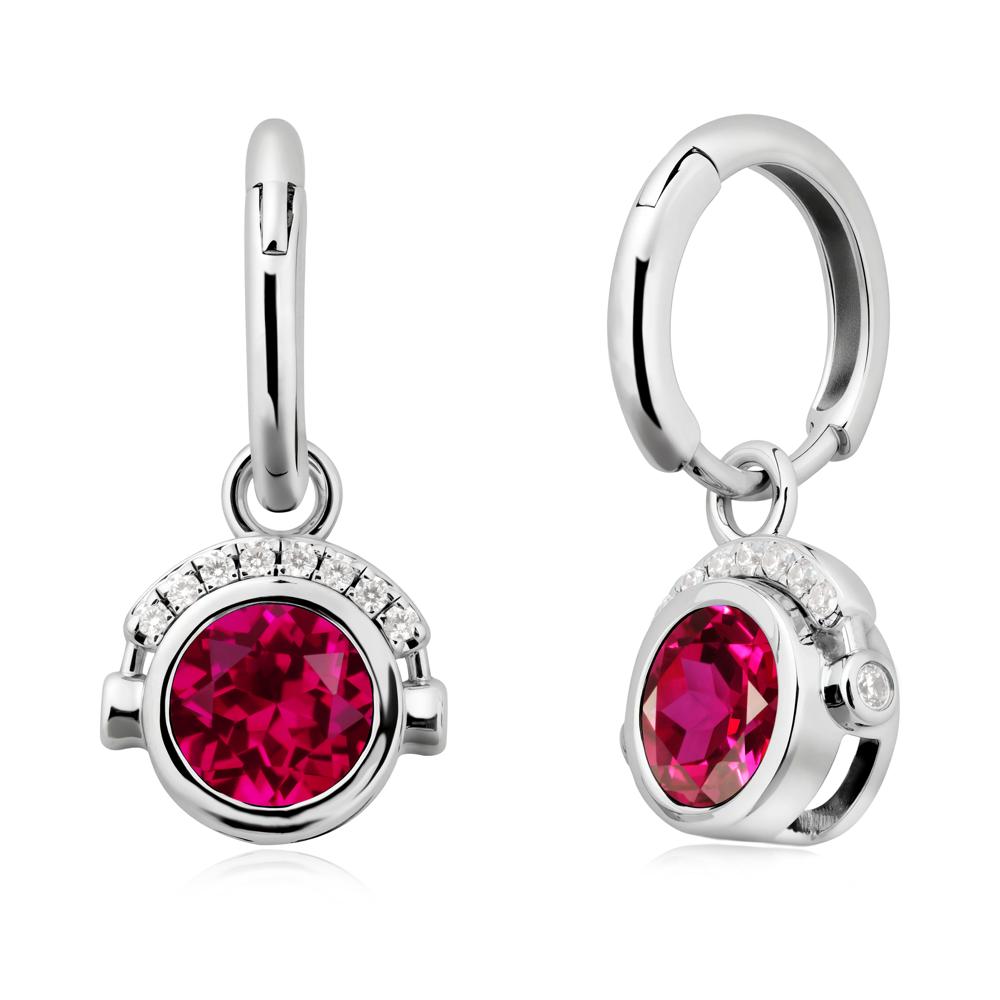 Bezel Ruby Earrings Inspired By Headphones - LUO Jewelry #metal_sterling silver