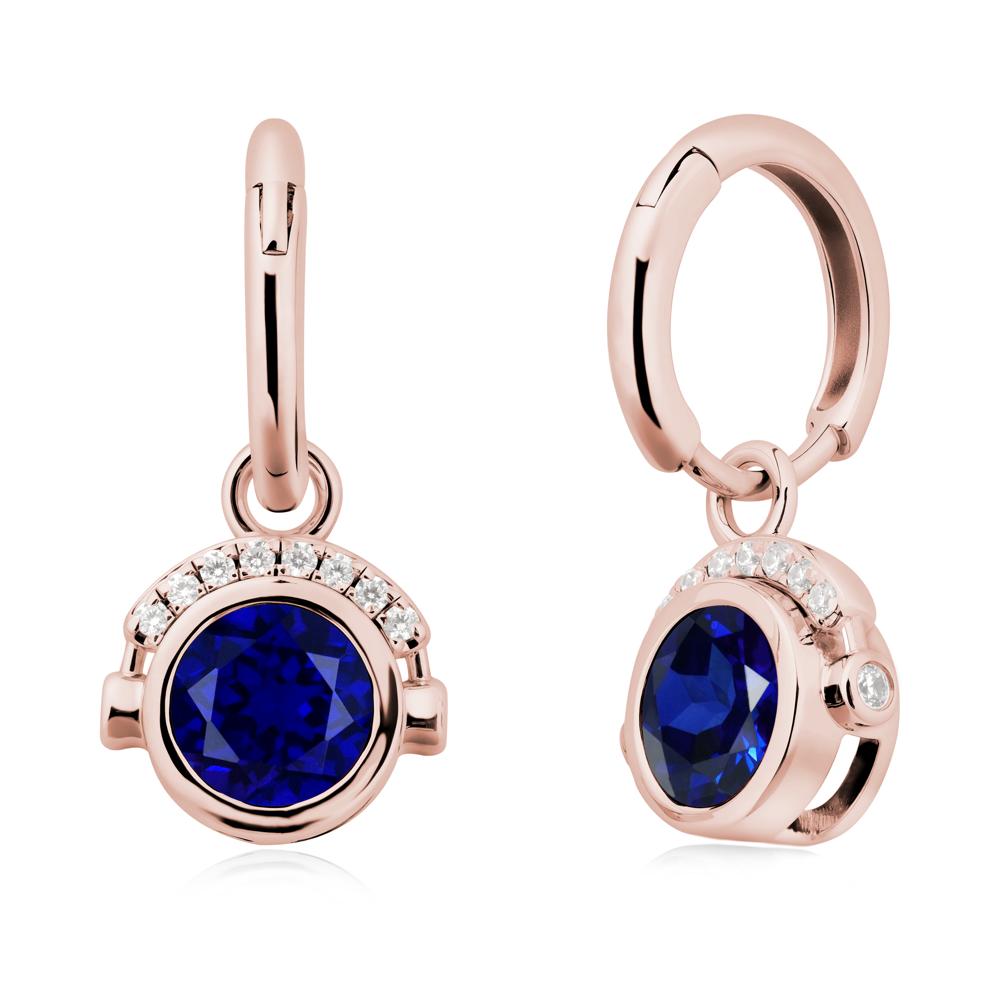 Round Sapphire Headphones Earrings - LUO Jewelry #metal_18k rose gold