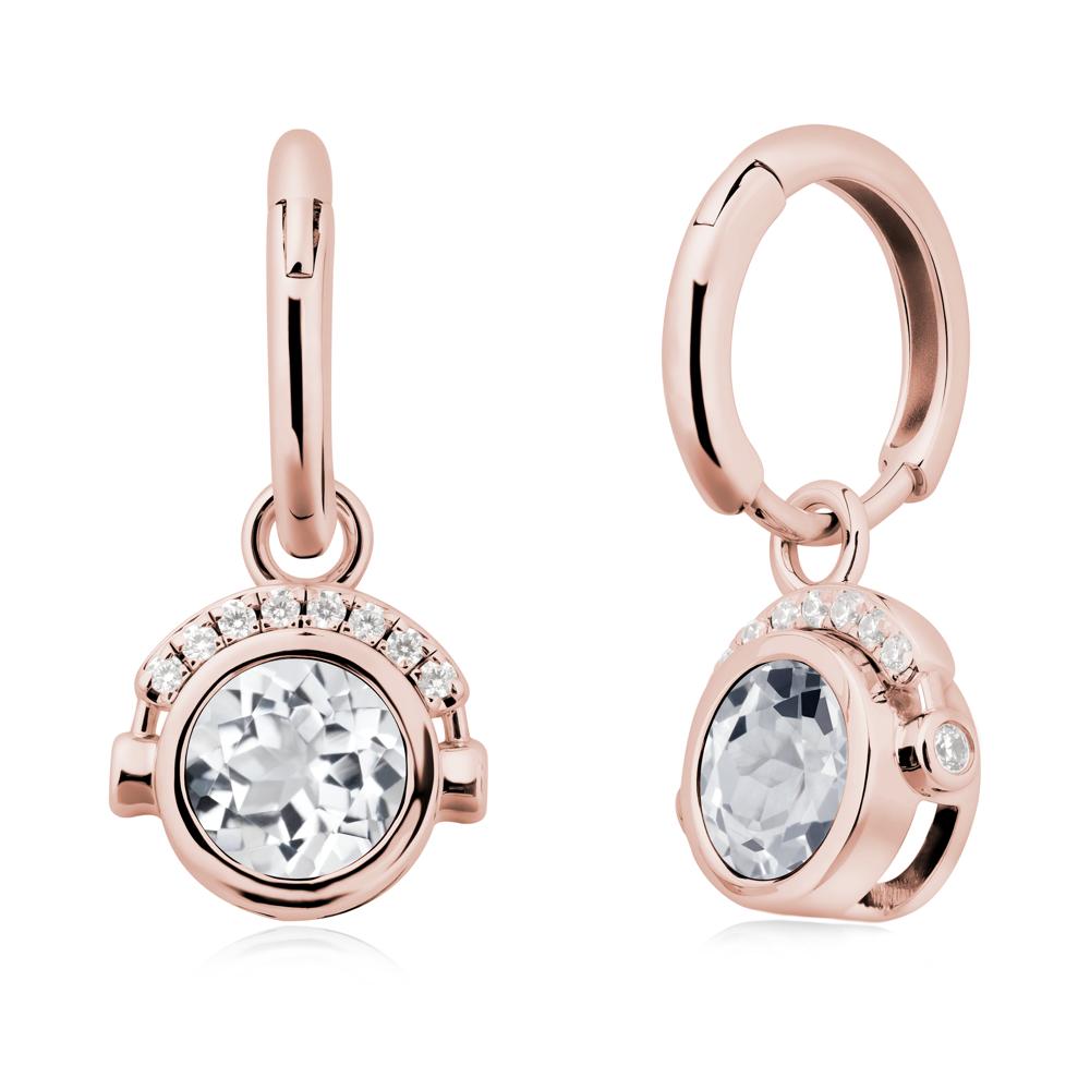 Round White Topaz Headphones Earrings - LUO Jewelry #metal_18k rose gold