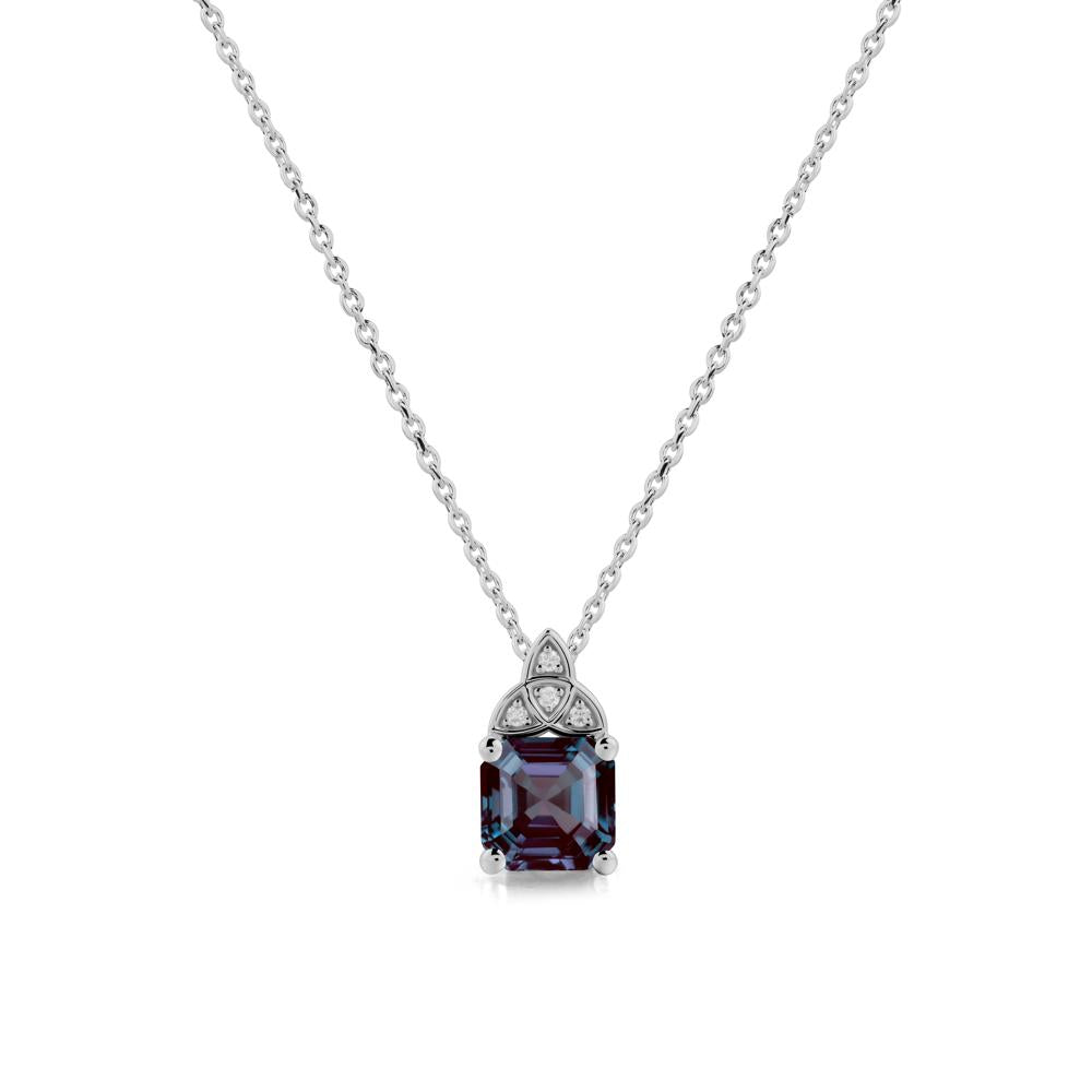 Celtic Knot Asscher Cut Alexandrite Necklace - LUO Jewelry #metal_platinum