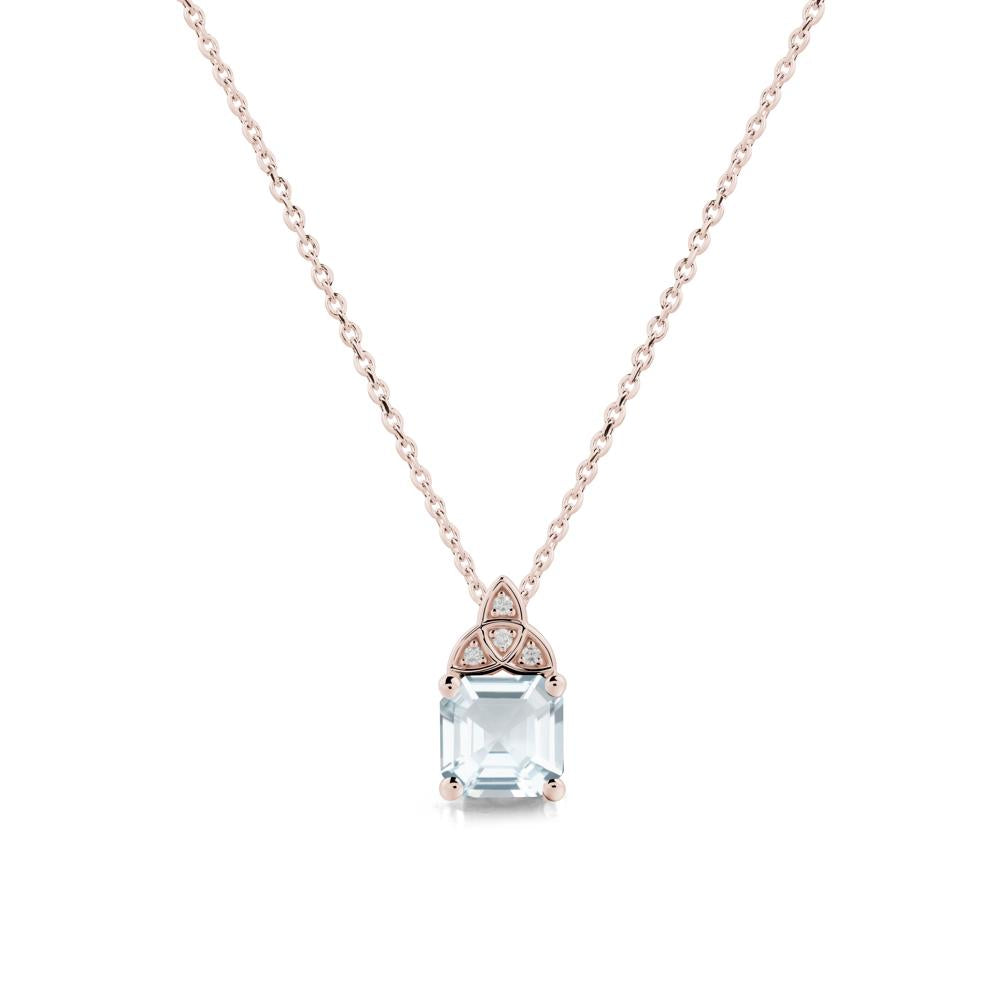 Celtic Knot Asscher Cut Aquamarine Necklace - LUO Jewelry #metal_14k rose gold