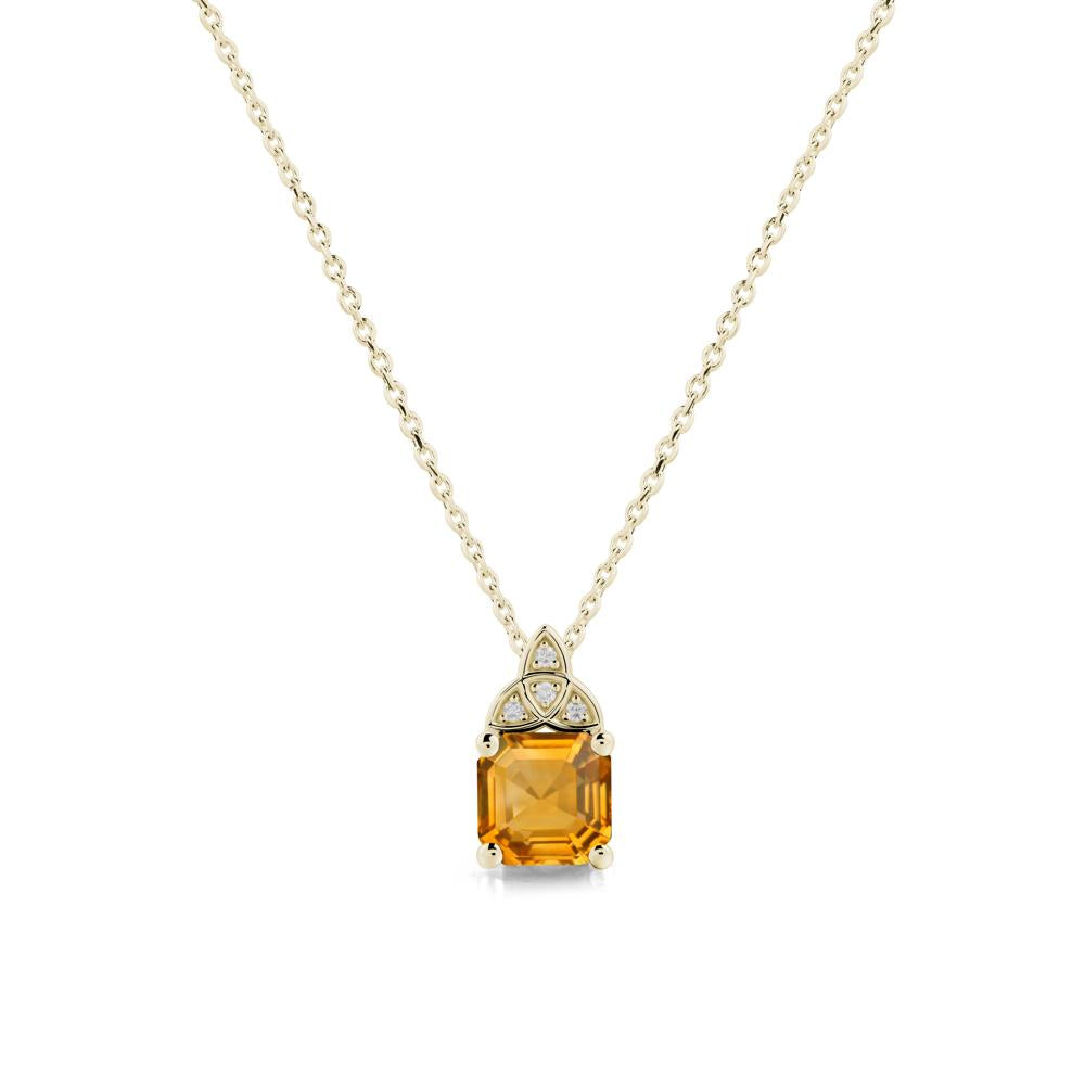 Celtic Knot Asscher Cut Citrine Necklace - LUO Jewelry #metal_14k yellow gold