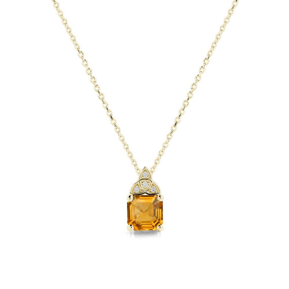 Celtic Knot Asscher Cut Citrine Necklace - LUO Jewelry #metal_18k yellow gold