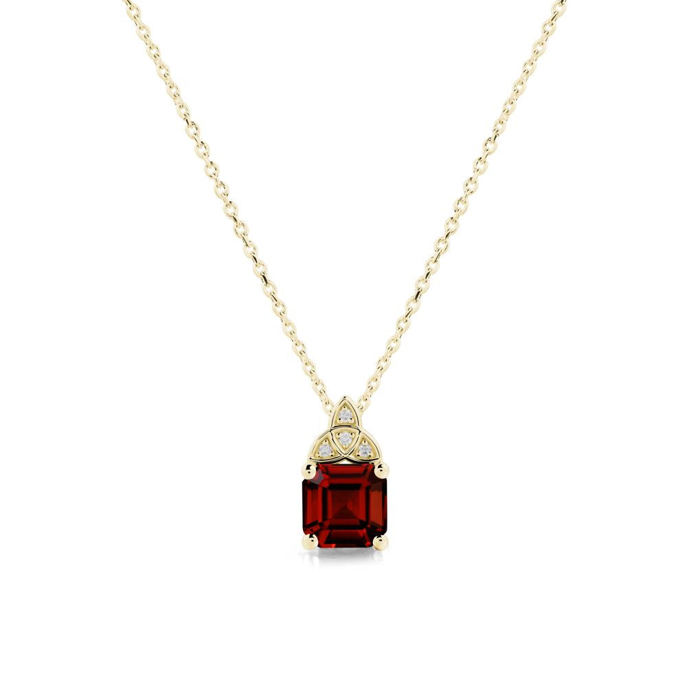 Celtic Knot Asscher Cut Garnet Necklace - LUO Jewelry #metal_18k yellow gold