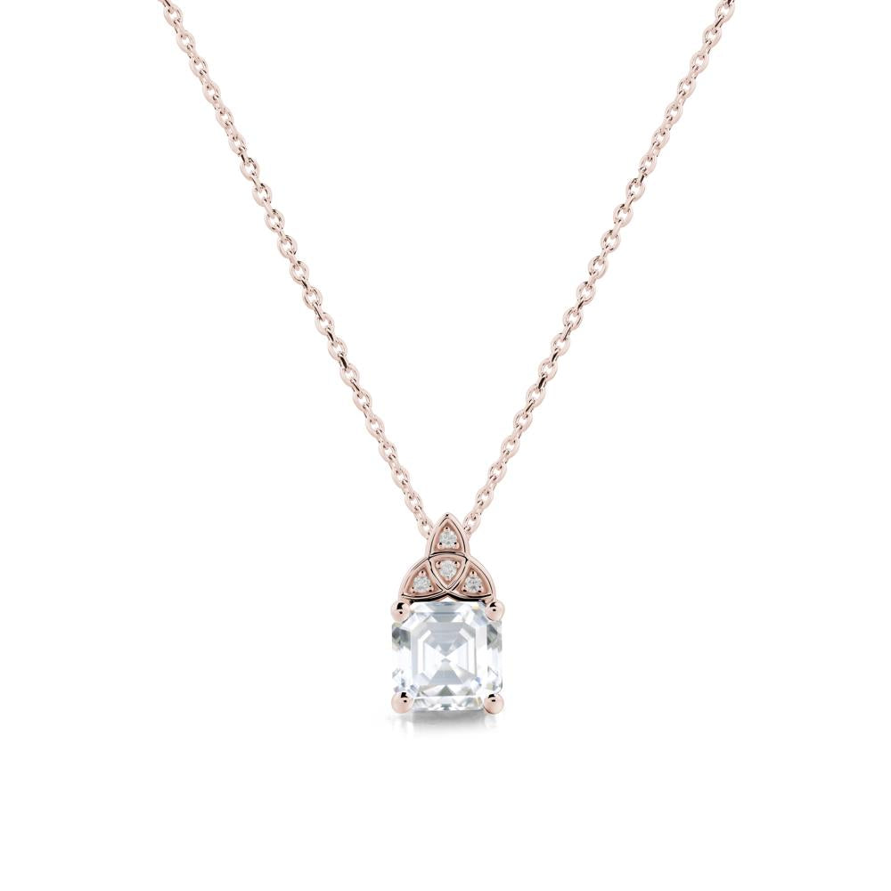 Celtic Knot Asscher Cut Moissanite Necklace - LUO Jewelry #metal_14k rose gold