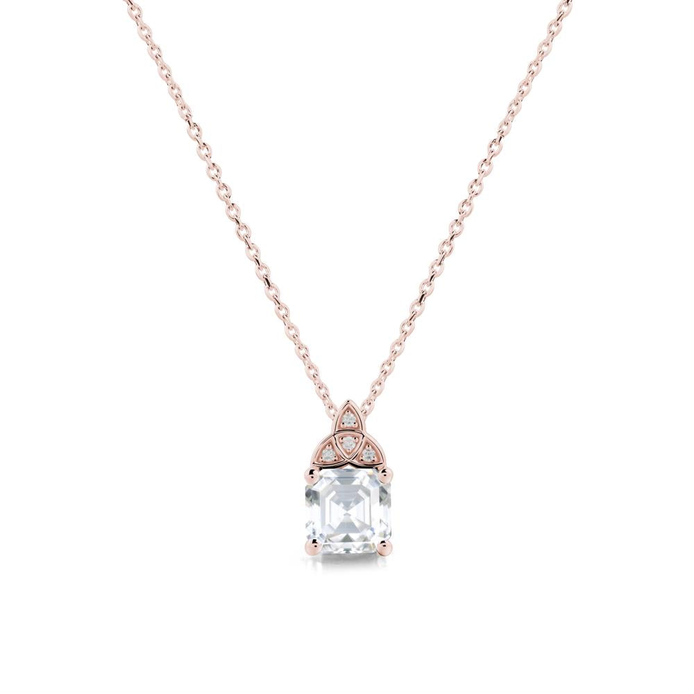 Celtic Knot Asscher Cut Moissanite Necklace - LUO Jewelry #metal_18k rose gold