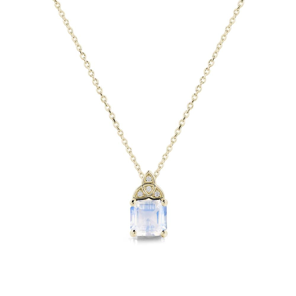 Asscher Cut Moonstone Necklace with Celtic Knot - LUO Jewelry #metal_14k yellow gold