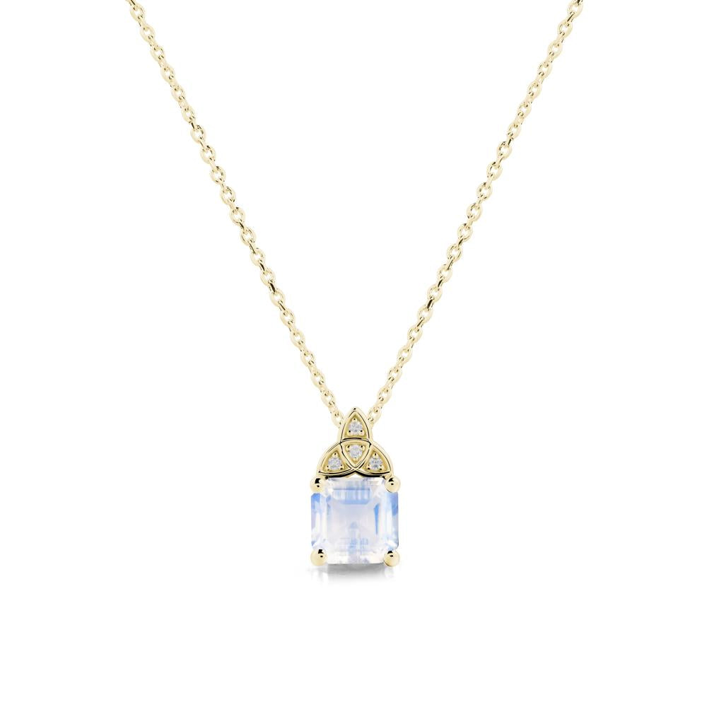 Asscher Cut Moonstone Necklace with Celtic Knot - LUO Jewelry #metal_18k yellow gold