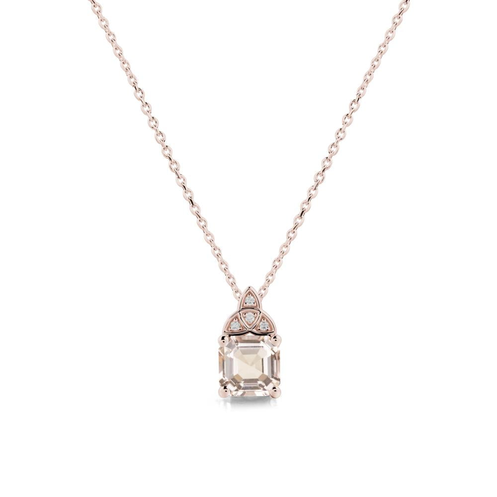 Celtic Knot Asscher Cut Morganite Necklace - LUO Jewelry #metal_14k rose gold