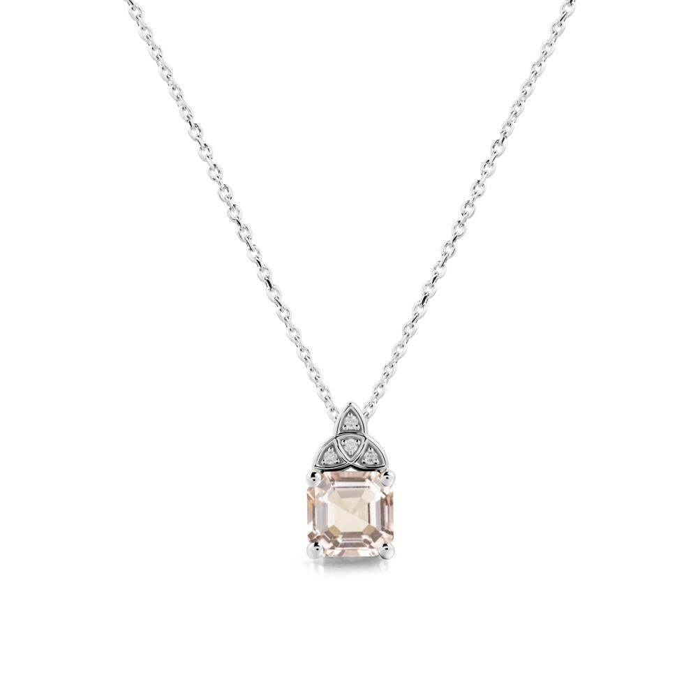 Celtic Knot Asscher Cut Morganite Necklace - LUO Jewelry #metal_14k white gold