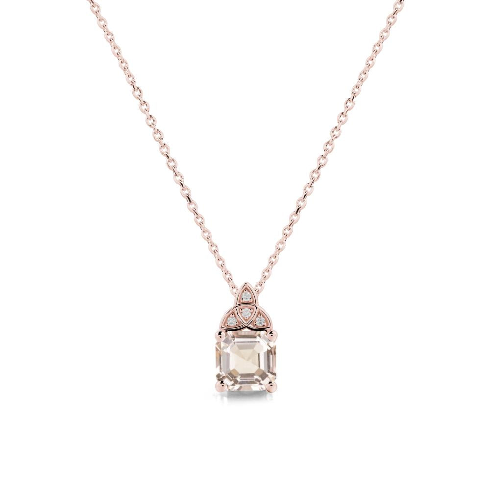 Celtic Knot Asscher Cut Morganite Necklace - LUO Jewelry #metal_18k rose gold